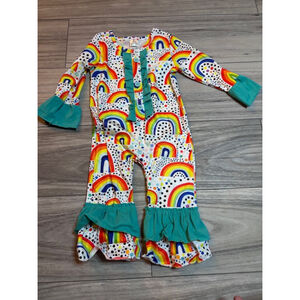 Girl's Unbranded Rainbow Jumpsuit 12M-18M White Teal